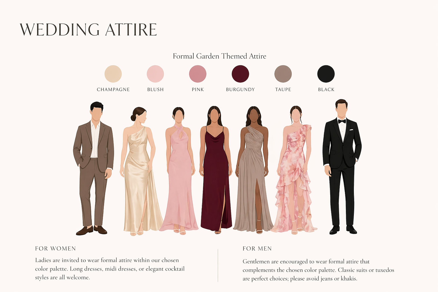 Formal Garden Wedding Attire Guide